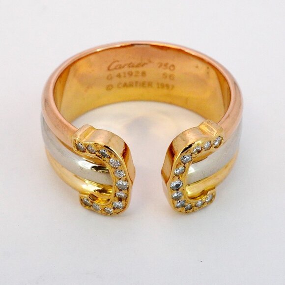 Cartier 2C Ring in 18K Yellow Gold (K18YG), White (K18WG), and Pink with Diam... - Picture 3 of 7